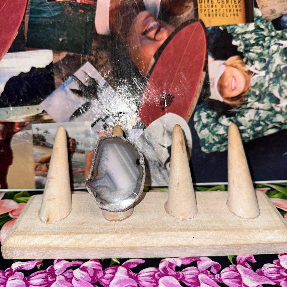 Natural Agate Stone Adjustable Ring - image 2